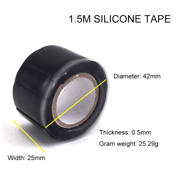 Black silicone self-adhesive tape roll showing edge profile and inner adhesive