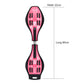 Red and black two-wheel skateboard shown front and back size outline, width 22cm.