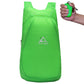 Green foldable anti-splash outdoor backpack with drawstring top and logo patch