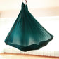Teal aerial yoga hammock with top ropes and wide gathered fabric seat