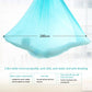 Light blue aerial yoga hammock fabric stretched wide, underside view