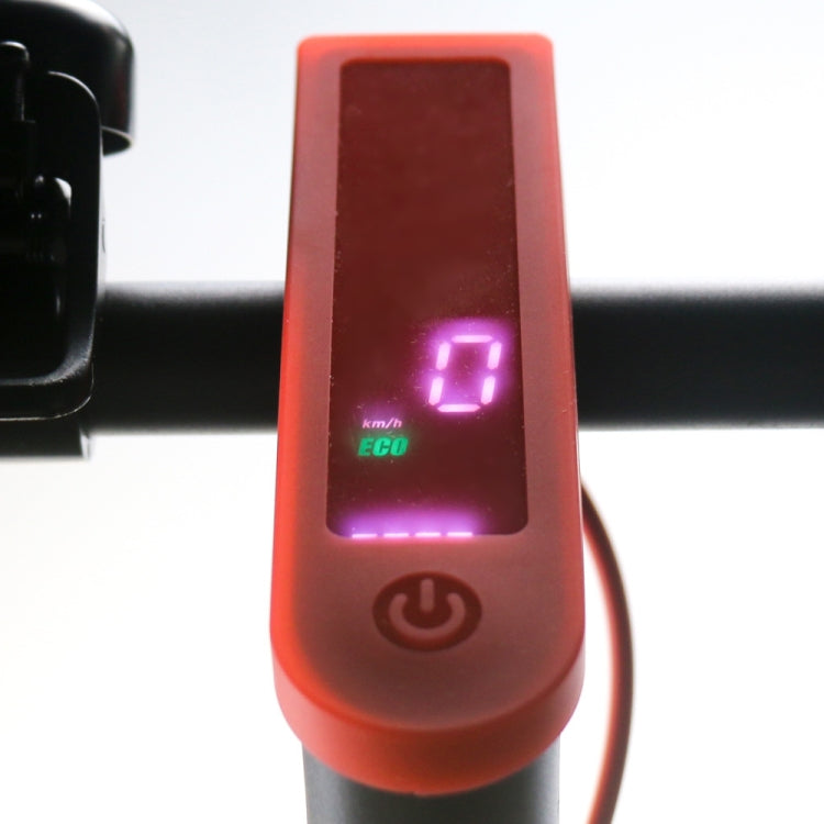 Red waterproof silicone LED sleeve showing a purple digital display