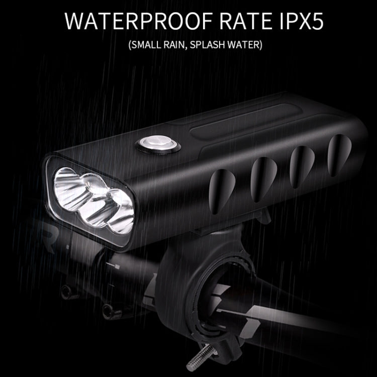 Waterproof bicycle front LED light with dark housing and wide front beam