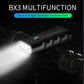Multi-function bicycle front LED light with green power indicator and wide lens