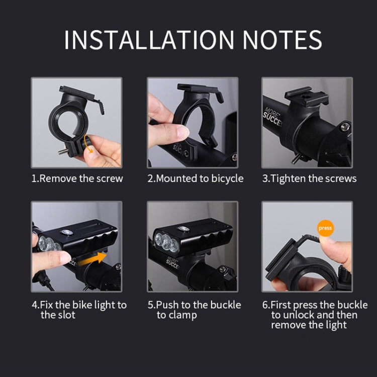 Bicycle light mount installation showing bracket and hands tightening screws on the LED
