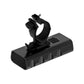 Black bicycle handlebar mount holder with front light body, side view