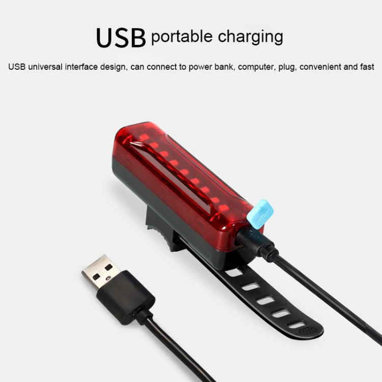 USB rechargeable rear bicycle LED light with charging cable and USB plug