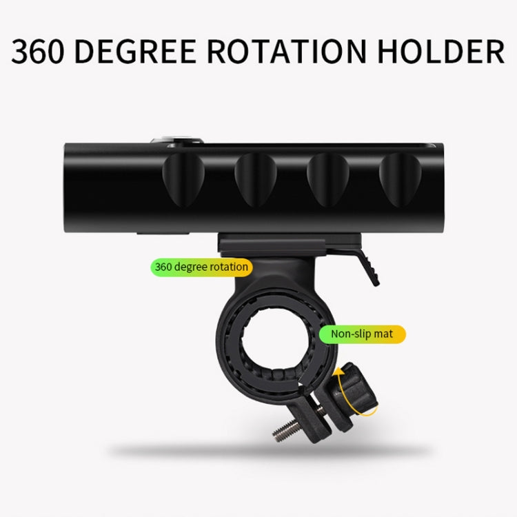 Black 360-degree rotating bicycle light holder with non-slip clamp