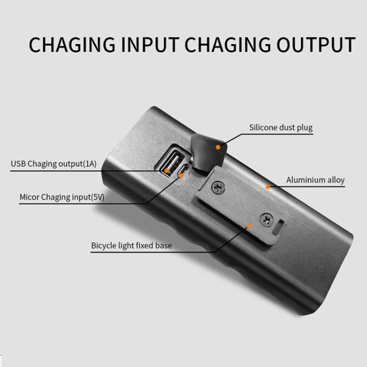 Bicycle light charging panel showing USB input port and fixed base