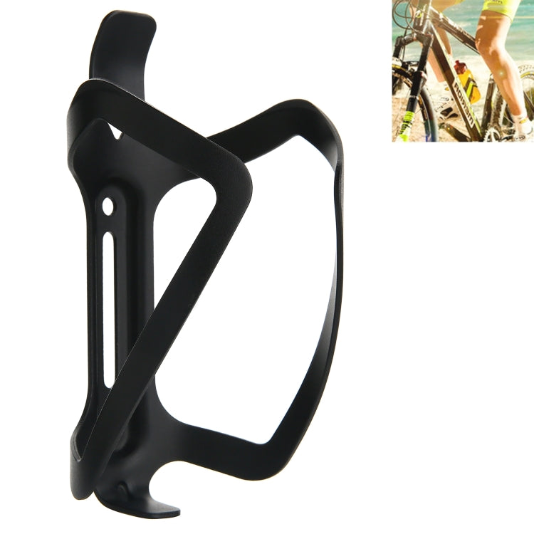 Black bike water bottle cage holder with curved frame and side grips