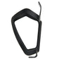 Black aluminum bottle cage holder with front oval cutout and vertical slots