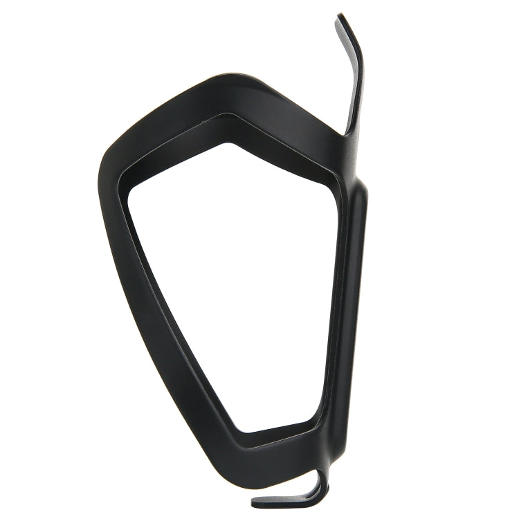 Black aluminum bottle cage holder with front oval cutout and vertical slots