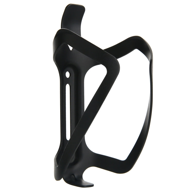 Black bike bottle cage holder angled view with textured surface and mounting tabs