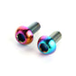Bicycle bottle cage screws, 2 rainbow iridescent M5 12mm bolts