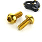Bicycle bottle cage screws, 2 gold M5 12mm bolts with black bottle cage