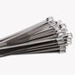 Set of stainless steel cable ties with metal locking heads, bundled, silver