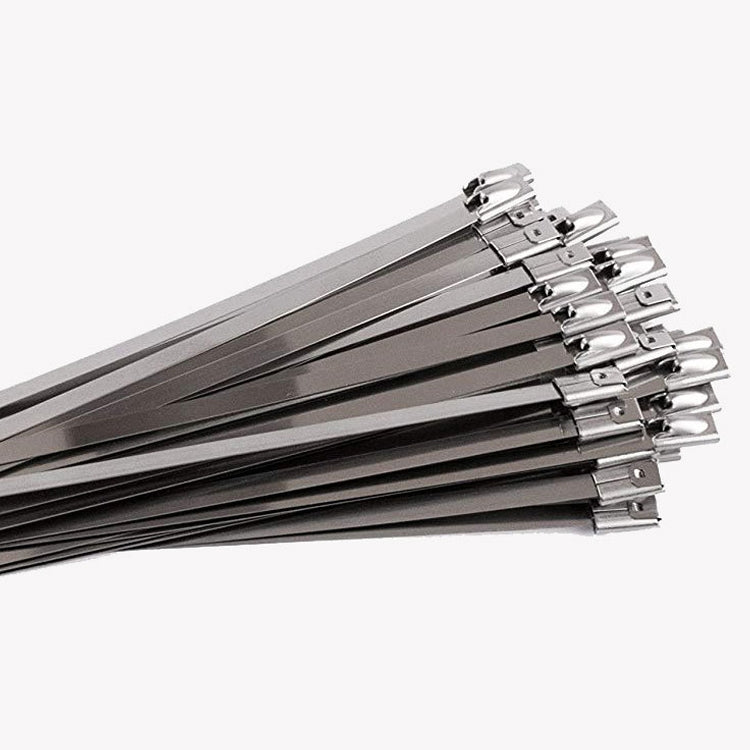 Multiple stainless steel cable ties with metal locking heads