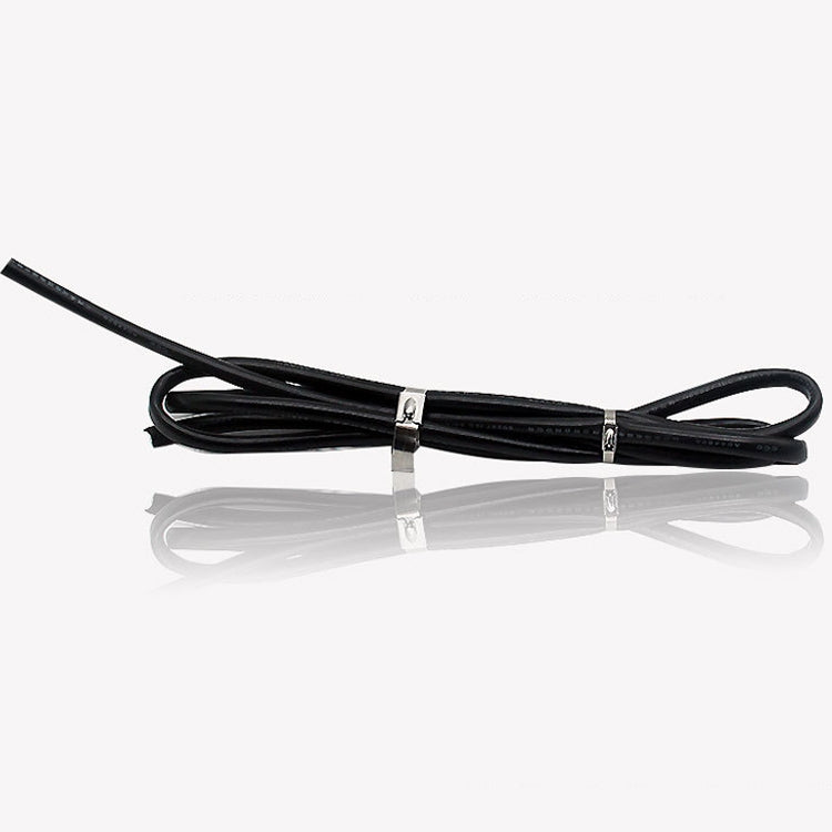 Black cable tie bundle with stainless steel locking buckle