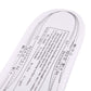 Close-up white insole with printed instructions and size chart markings