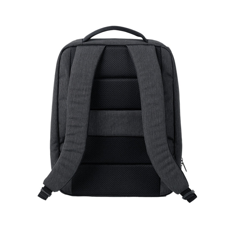 Dark gray laptop backpack with open back panel and padded shoulder straps