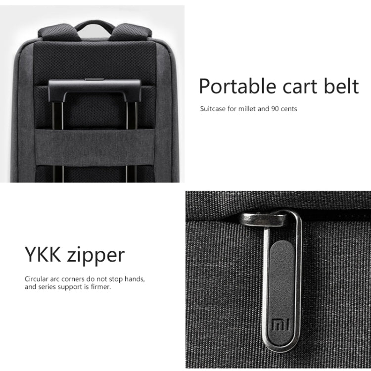 Laptop backpack with front organizer panel and metal zipper pull