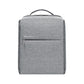 Light gray laptop backpack with top handle and front zip pocket