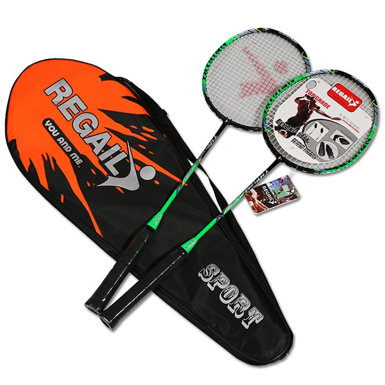 Orange and black 2-piece badminton racket set with matching protective cover
