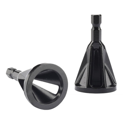 Black three-slot external chamfer tool with hex handle and chamfer cone