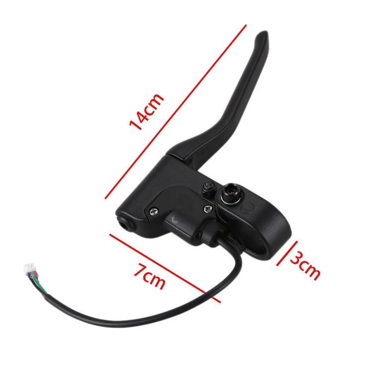 Black brake lever with cable, size markings 14cm, 7cm, and 5cm