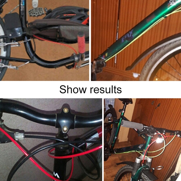 Universal bicycle brake cable set installed on handlebars, showing cable and housing routing