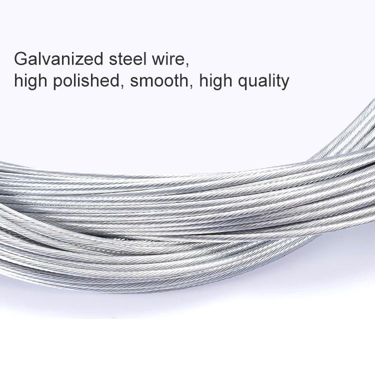 Close-up of polished galvanized steel bicycle inner cable wire, smooth and shiny