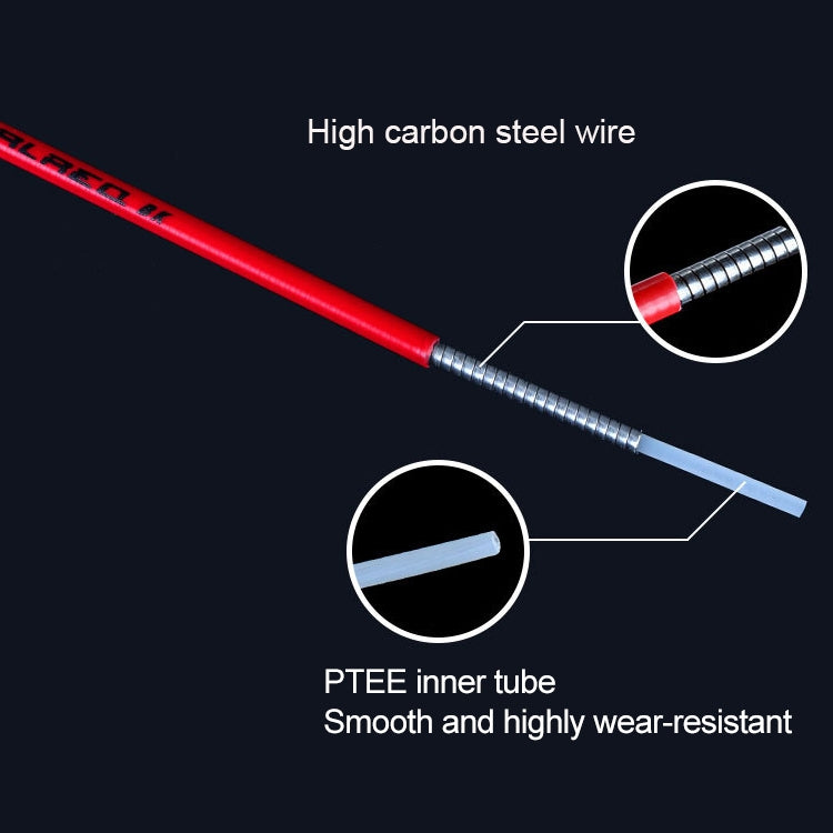 Red bicycle shifting and brake cable with high-carbon steel wire and PTFE inner tube