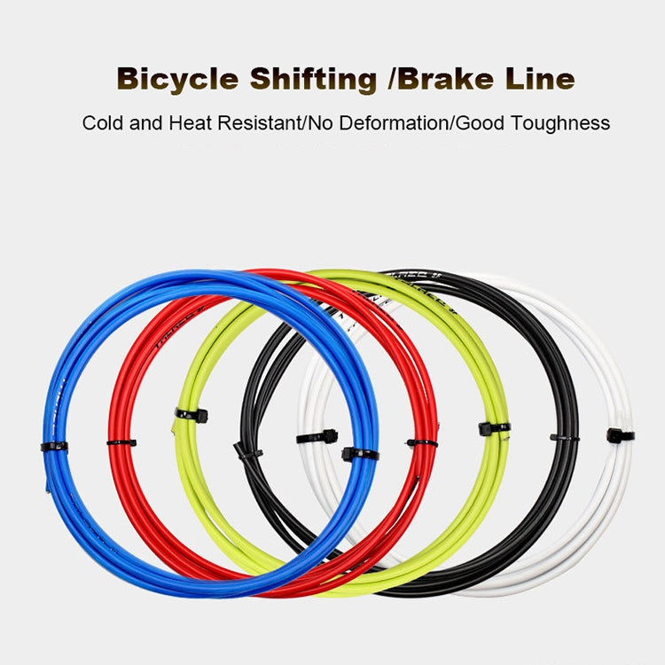 Colored universal bicycle brake and shifter cable set: blue, red, green, black, white