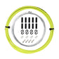 Universal bicycle brake cable set with bright lime green outer cable and included hardware