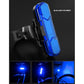 Blue LED bicycle taillight with USB rechargeable body and glowing lens
