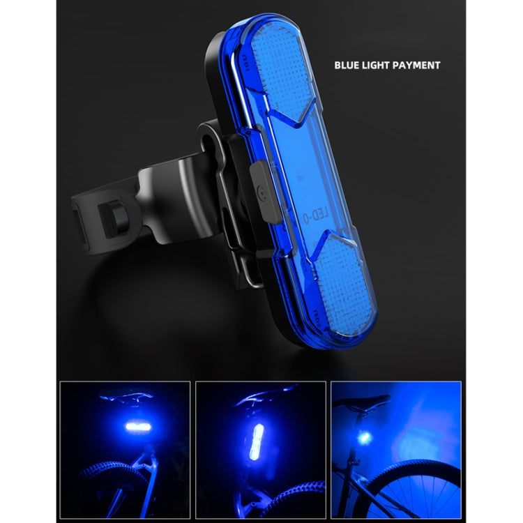Blue LED bicycle taillight with USB rechargeable body and glowing lens