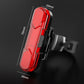 Red LED bicycle USB taillight with clear red lens and side mounting clip, sized view