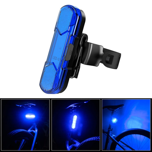 Blue LED bicycle USB rechargeable taillight with clear lens and side mounting clip