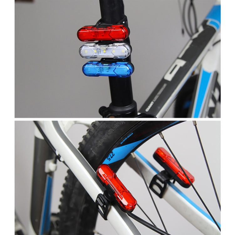 Bicycle with red and blue LED taillights mounted on the seatpost with bracket