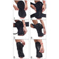 Black foot splint with firm Velcro closure and cushioned heel pad