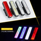 Bike tail light with multiple LED colors shown, including red and white.