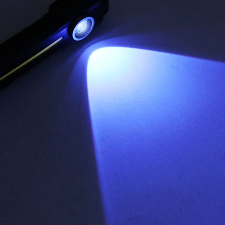 Rechargeable flashlight lantern head emitting blue beam