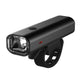 Bicycle headlight with clear square lens, dark gray body, and front mount bracket.