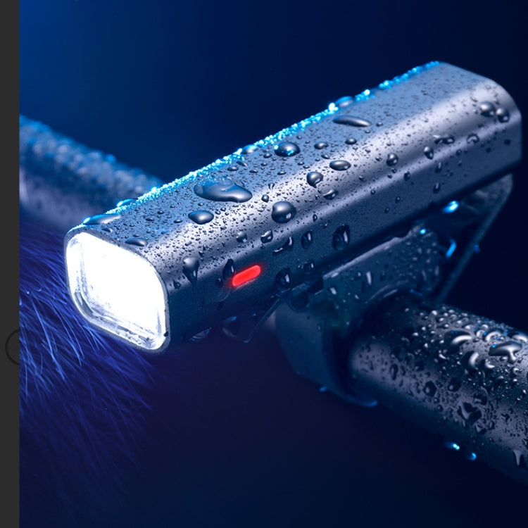 Waterproof USB bicycle front headlight, white beam with red indicator