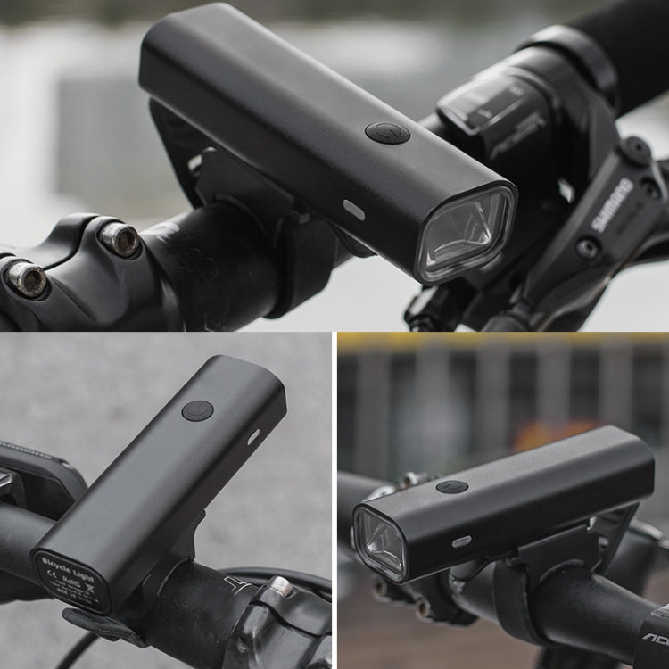 Gray bicycle front headlight with adjustable mount and front lens