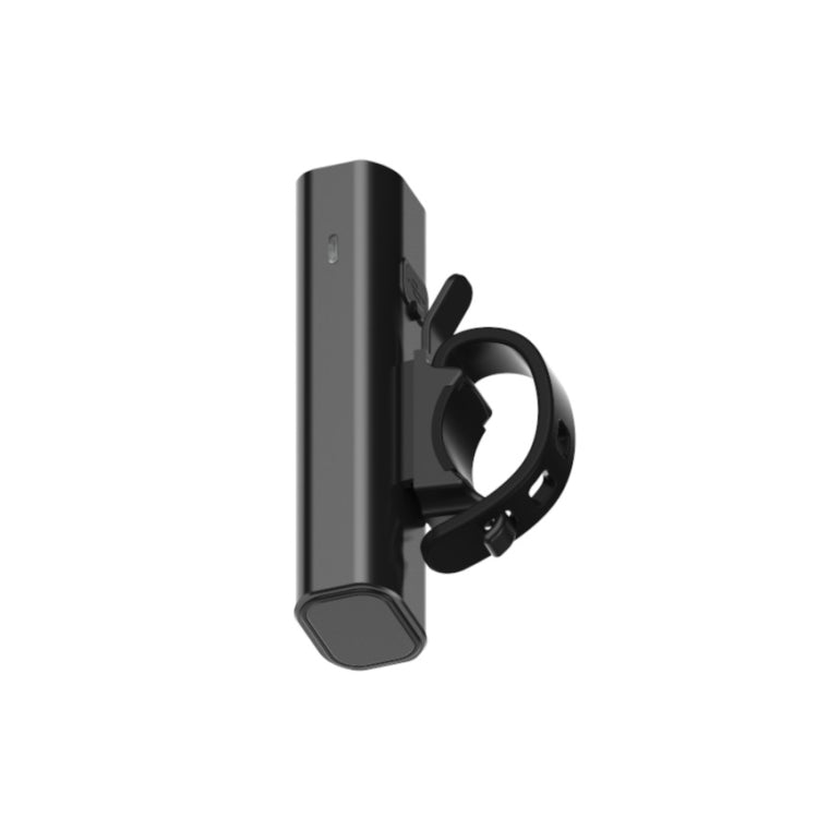 Bicycle headlight rear view with dark gray housing and round mounting bracket loop.