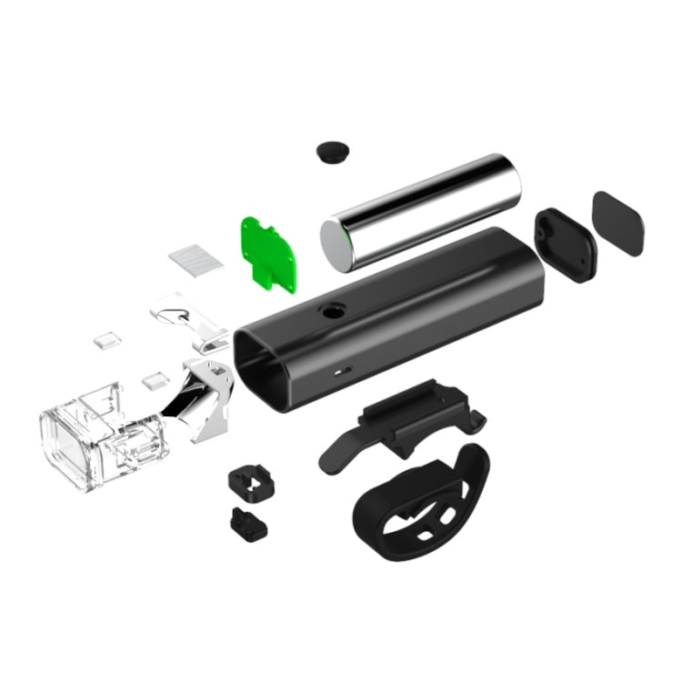 Bicycle headlight kit with mount parts and hardware pieces for assembly.