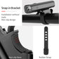 Bicycle headlight with snap-in bracket and rubber strap for tool-free handlebar mounting.