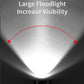 Bicycle headlight producing a wide floodlight beam with bright center hotspot.