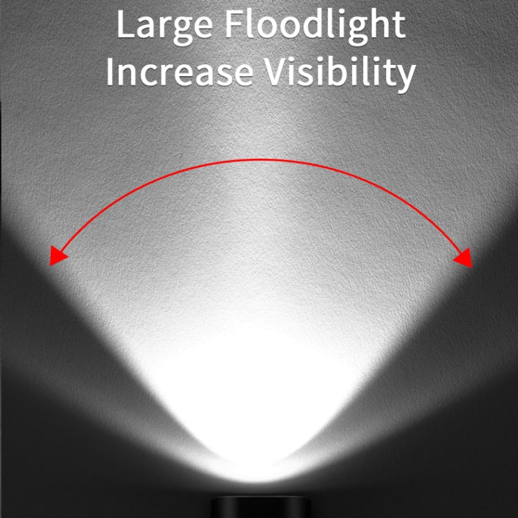 Bicycle headlight producing a wide floodlight beam with bright center hotspot.